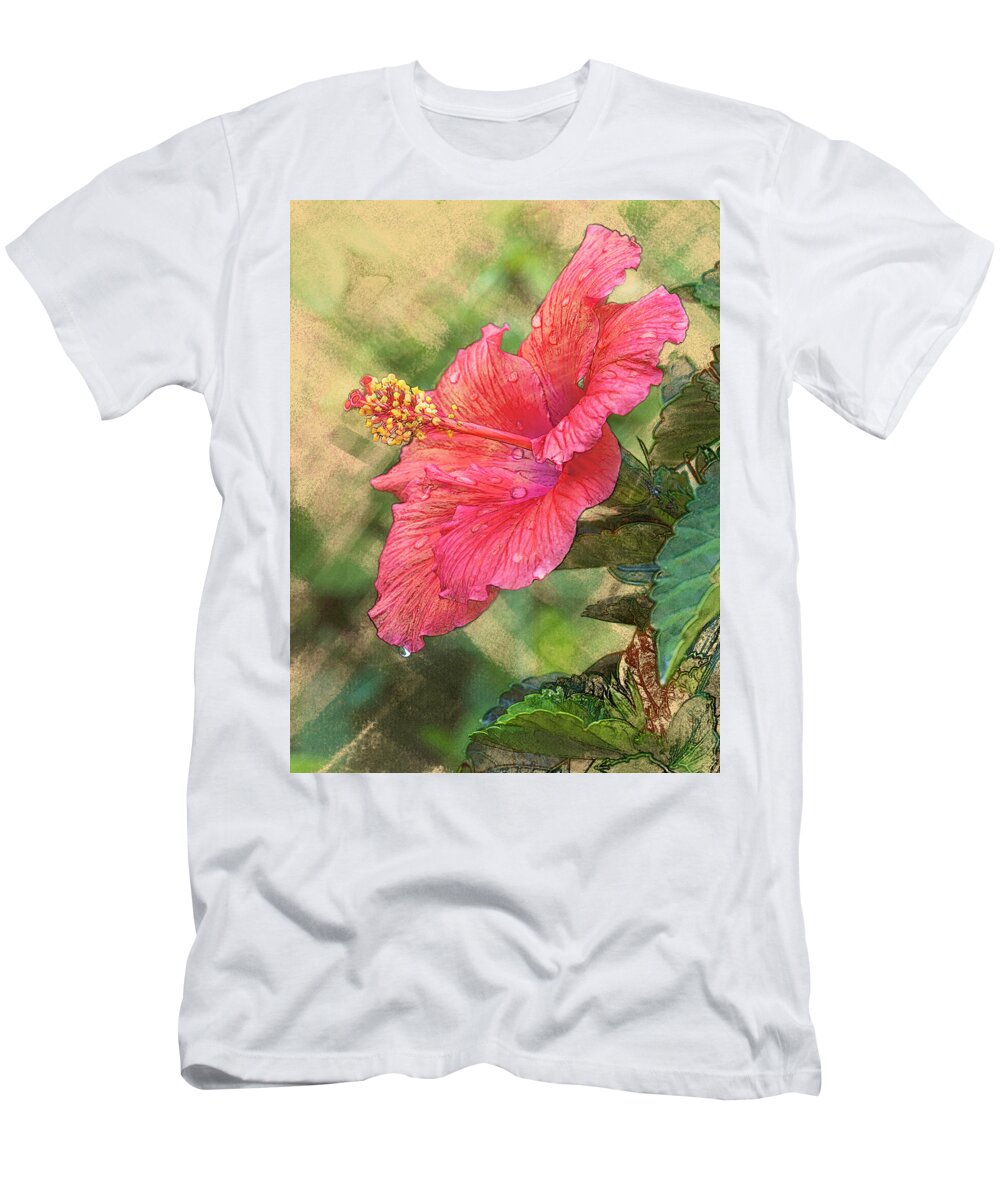 5dii T-Shirt featuring the digital art Red Hibiscus by Mark Mille