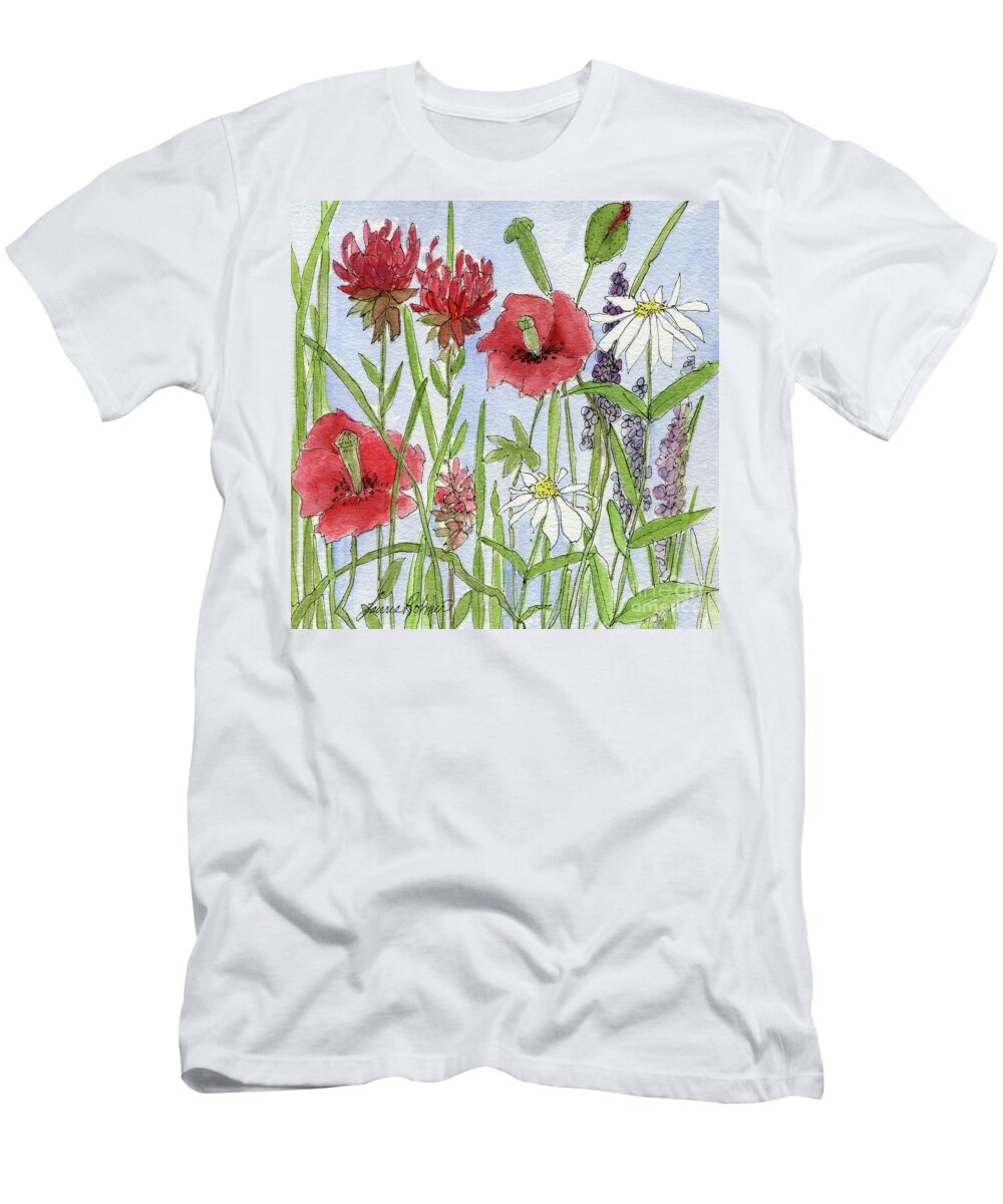 Poppy T-Shirt featuring the painting Red Poppies by Laurie Rohner