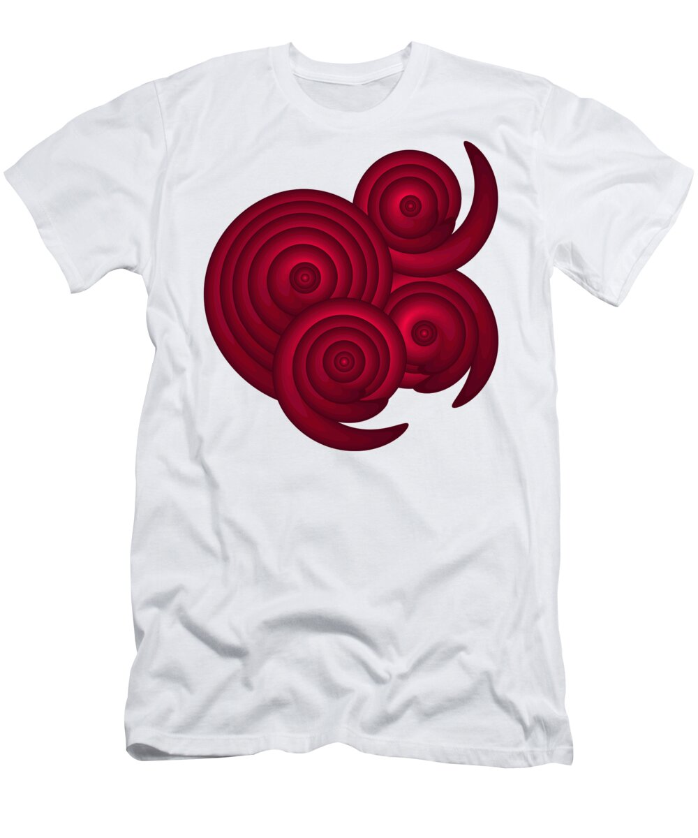 Red T-Shirt featuring the painting Red Spirals by Frank Tschakert