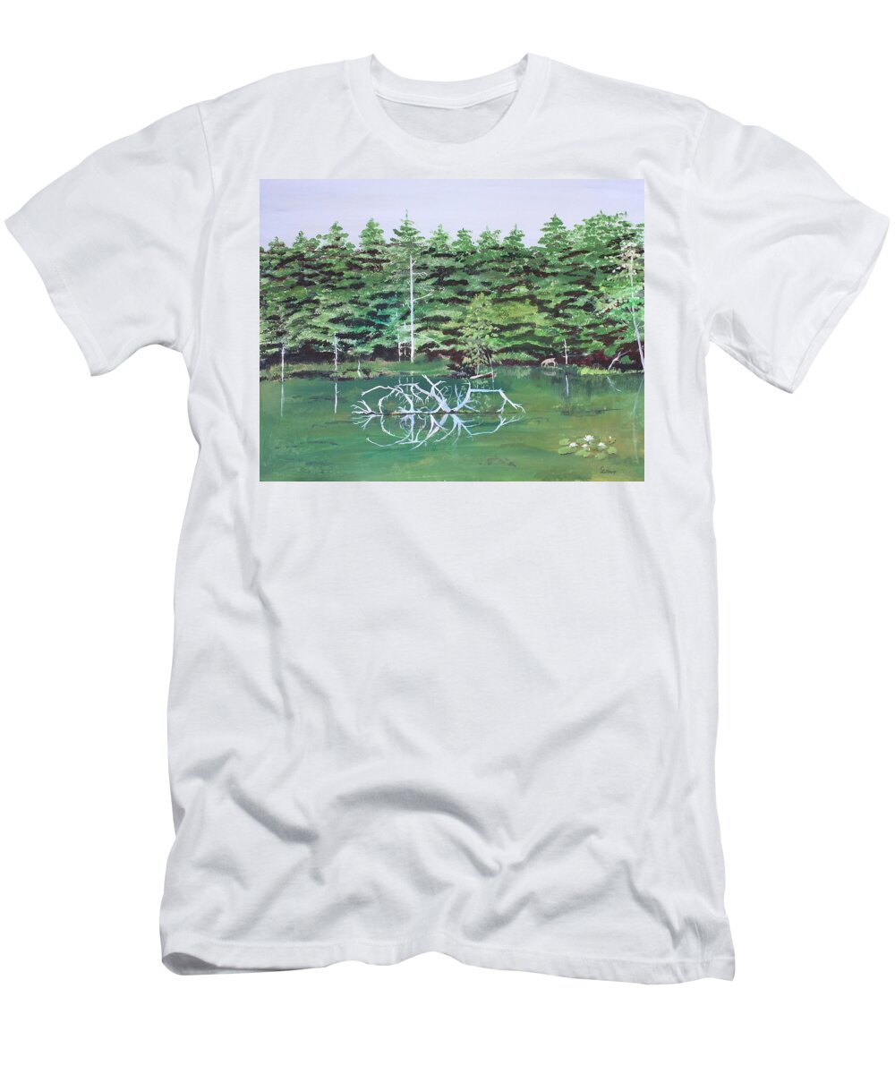 Water T-Shirt featuring the painting Reflections by Christine Lathrop