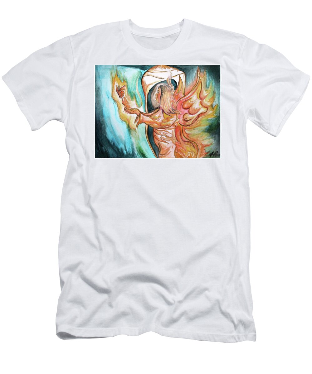 Jennifer Page T-Shirt featuring the painting Releaser by Jennifer Page