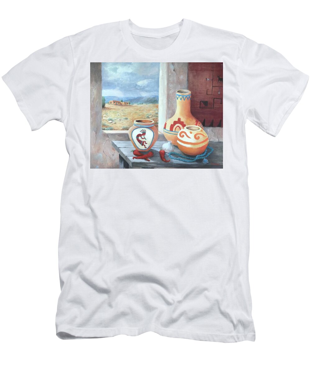 Native American T-Shirt featuring the painting Remembering Albuquerque by ML McCormick