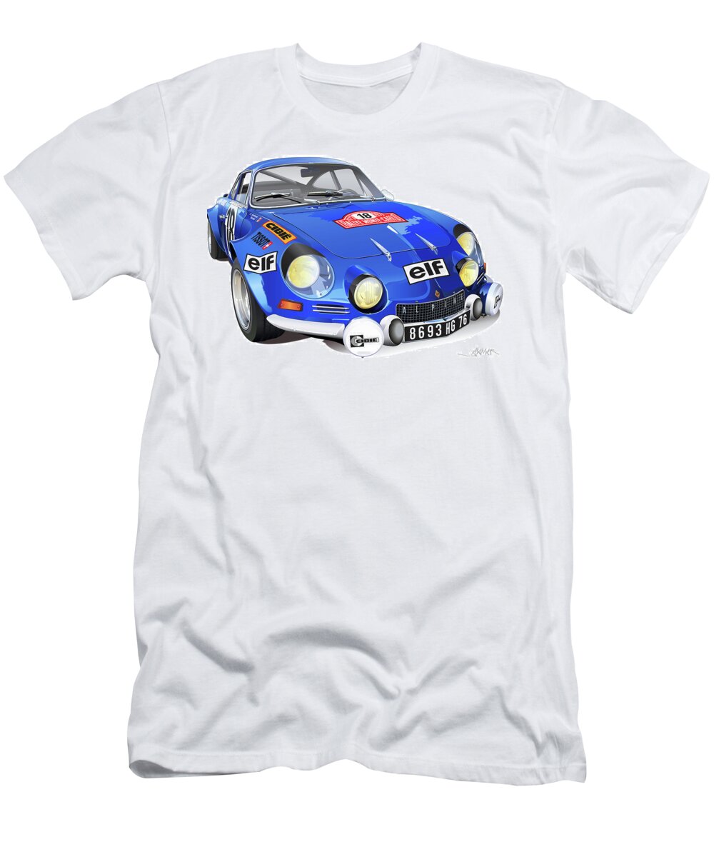 Transportation T-Shirt featuring the drawing Alpine Renault A110 by Alain Jamar