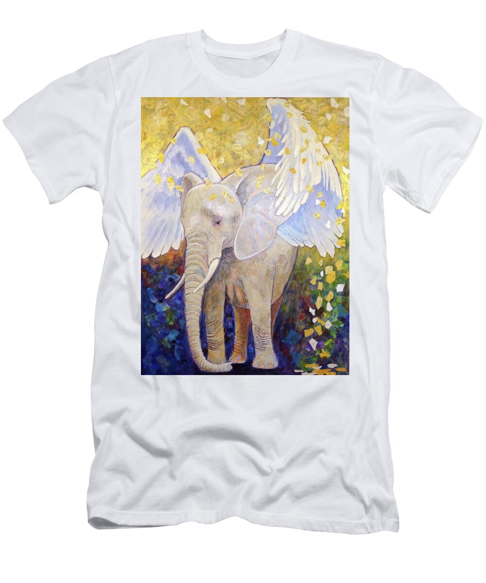 Elephant T-Shirt featuring the painting Requiem for a Pachyderm by Ande Hall