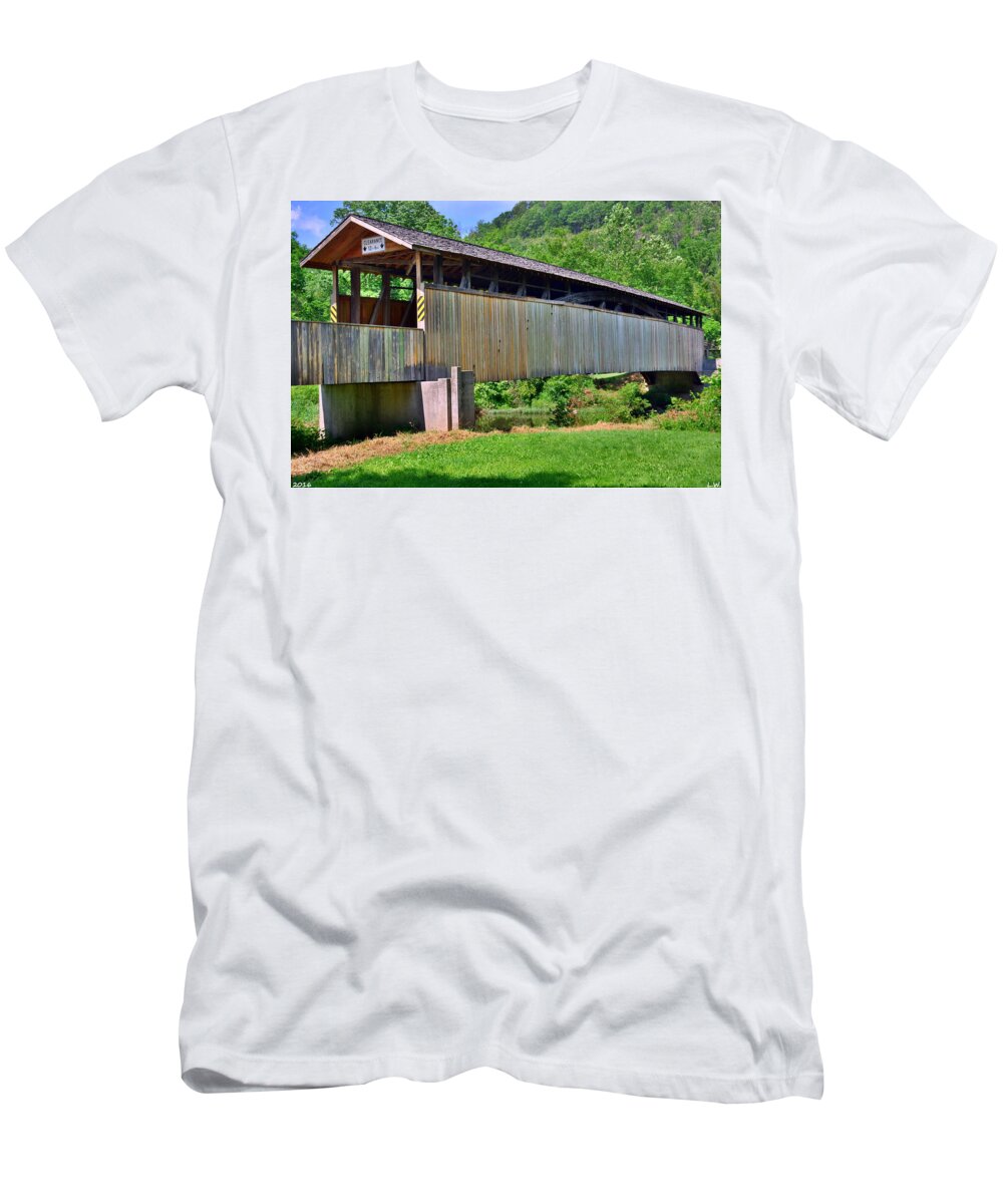 Claycomb Covered Bridge T-Shirt featuring the photograph Claycomb Covered Bridge by Lisa Wooten