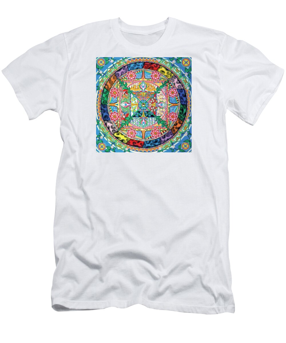 Review Journal T-Shirt featuring the mixed media Rinchen Ratna by Dar Freeland