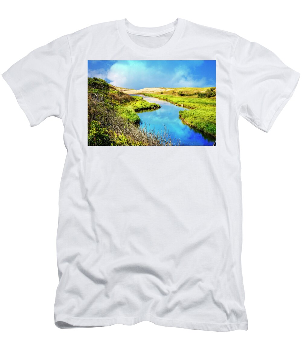 Clouds T-Shirt featuring the photograph River to the Sea by Debra and Dave Vanderlaan