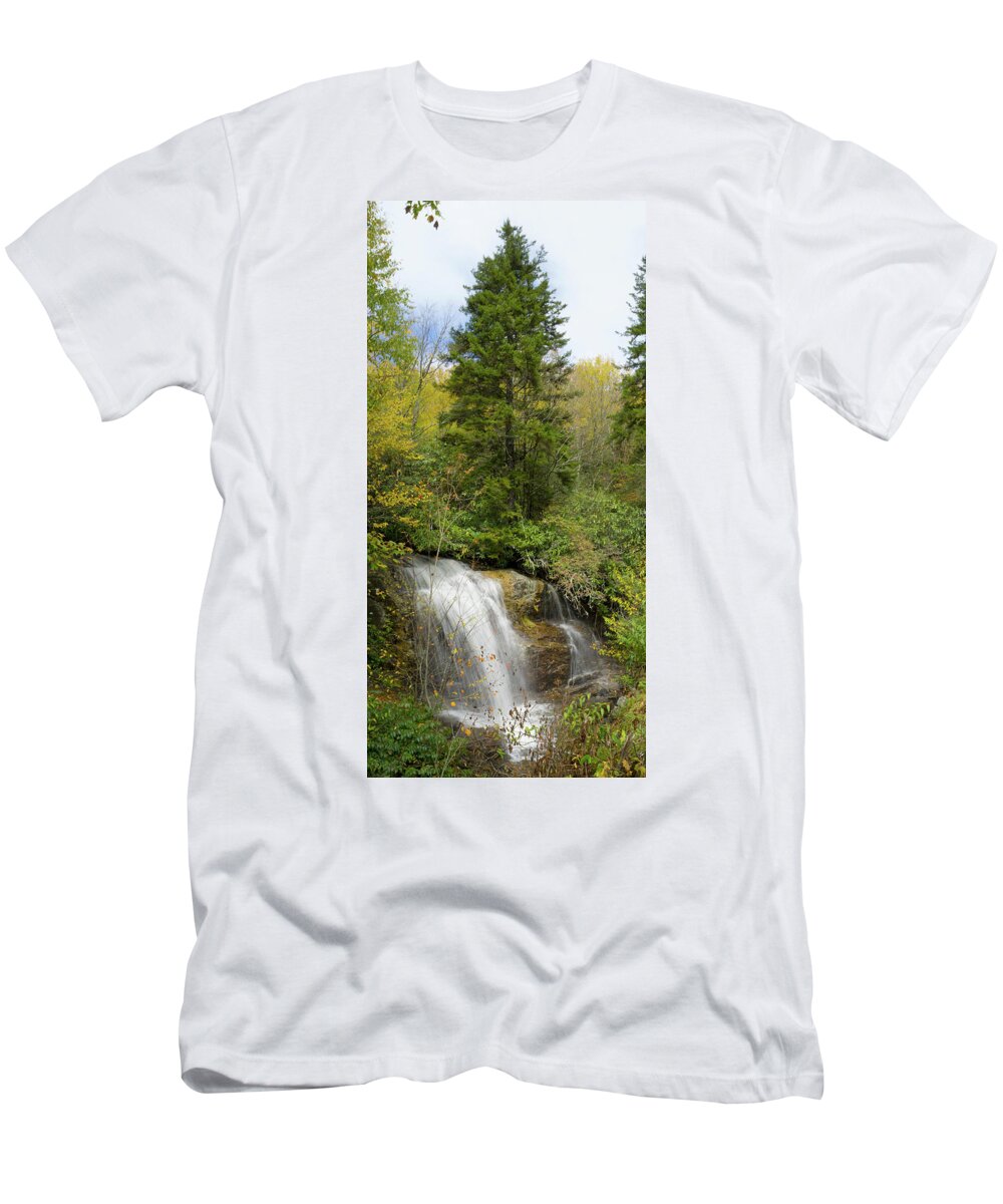 Waterfall T-Shirt featuring the photograph Roadside Waterfall in North Carolina by Mike McGlothlen