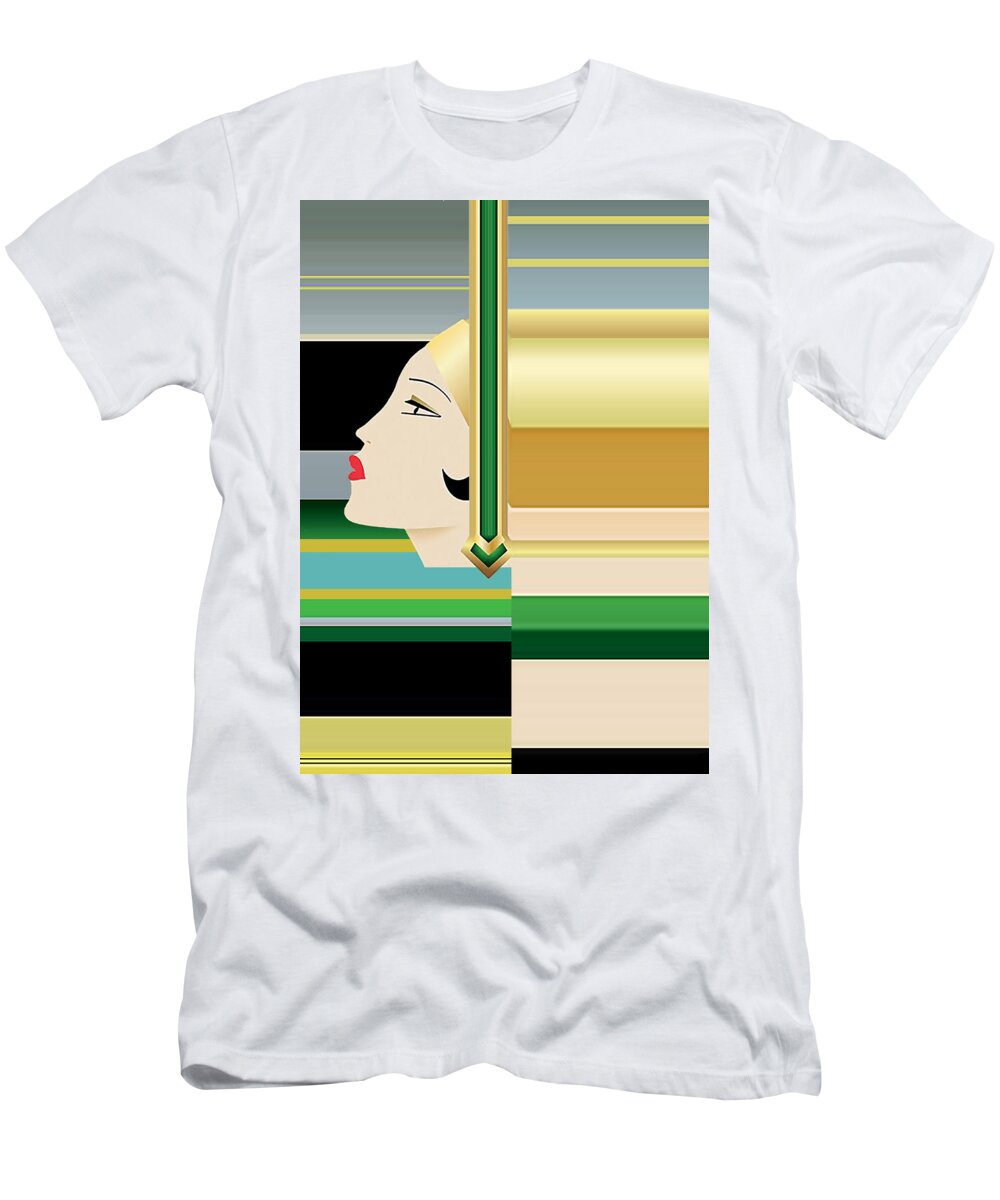 Staley T-Shirt featuring the digital art Flapper Abstract by Chuck Staley