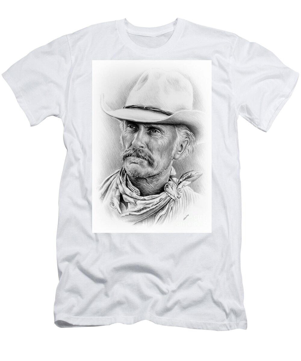 Robert Duvall T-Shirt featuring the drawing Robert Duvall ver two signed by Andrew Read