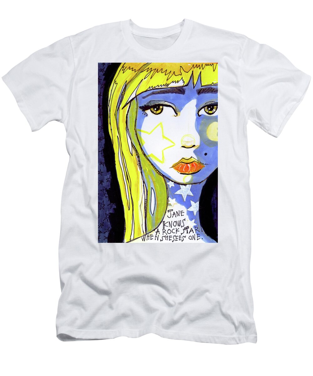 Rockstar T-Shirt featuring the painting Rockstar Jane by Tonya Doughty