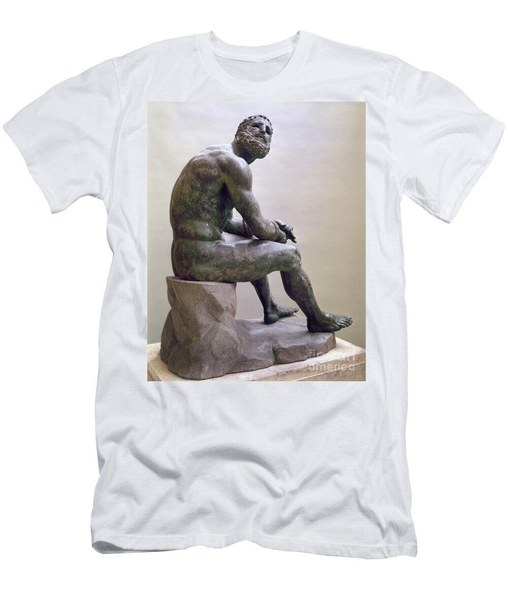 1885 T-Shirt featuring the sculpture Rome Boxer Sculpture by Granger