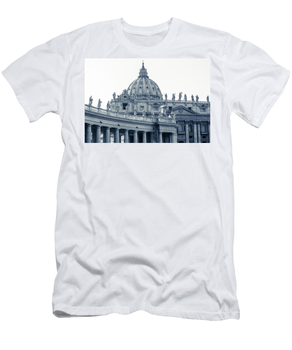Vatican T-Shirt featuring the photograph Rome - St Peter Basilica BW by AM FineArtPrints