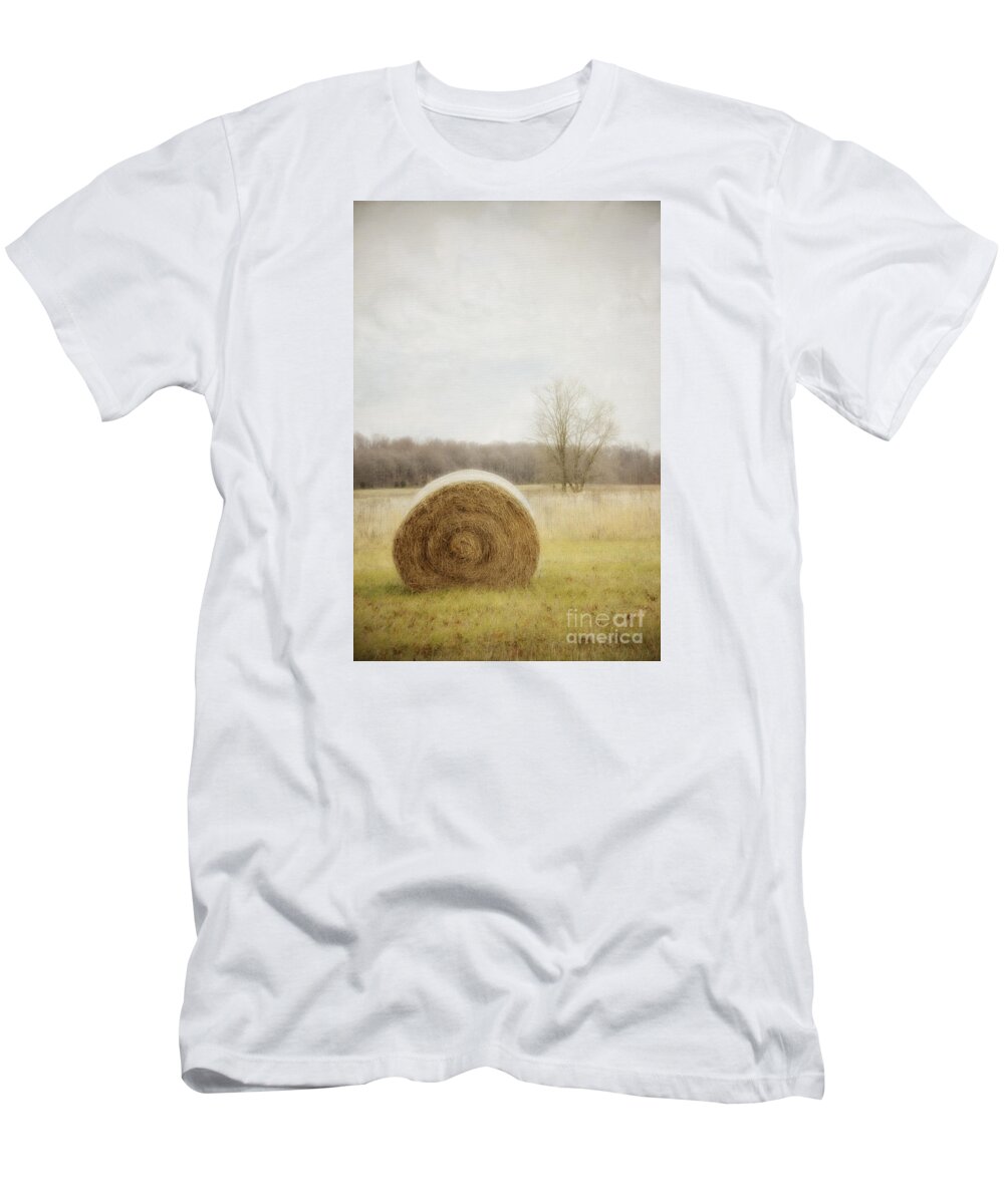 Rural T-Shirt featuring the photograph Round Bale O'Hay by Diane Enright