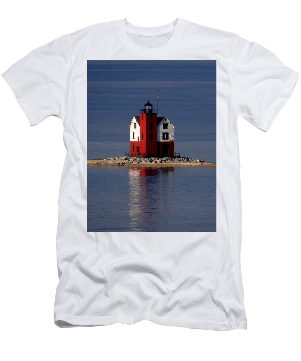 Round Island Lighthouse T-Shirt featuring the photograph Round Island Lighthouse in the Morning by Keith Stokes
