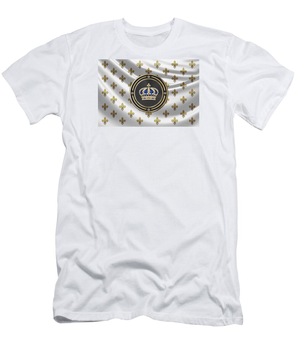 'royal Collection' By Serge Averbukh T-Shirt featuring the digital art Royal Crown of France over Royal Standard by Serge Averbukh