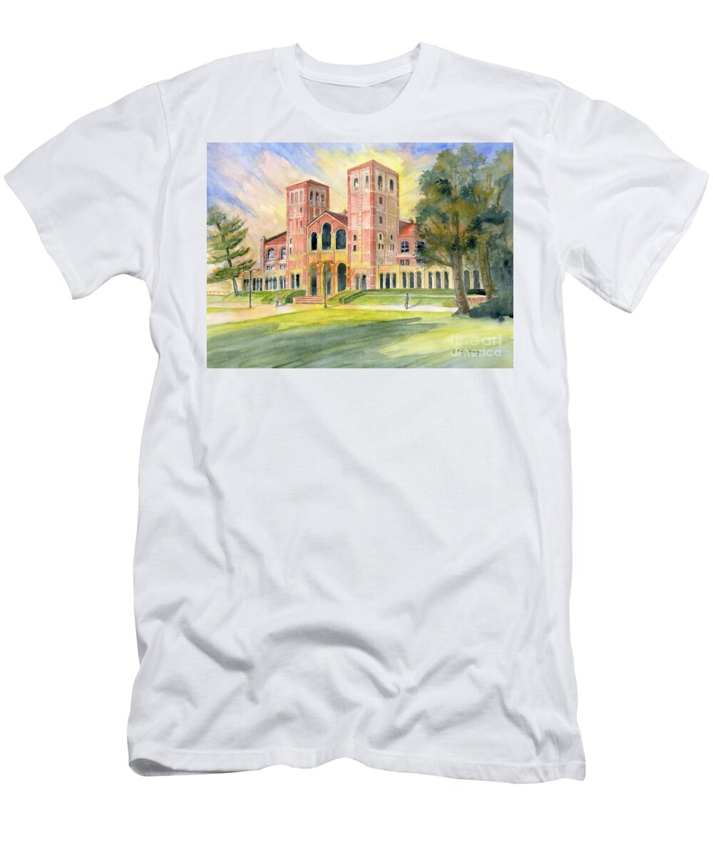 Royce Hall Ucla T-Shirt featuring the painting Royce Hall UCLA by Melly Terpening