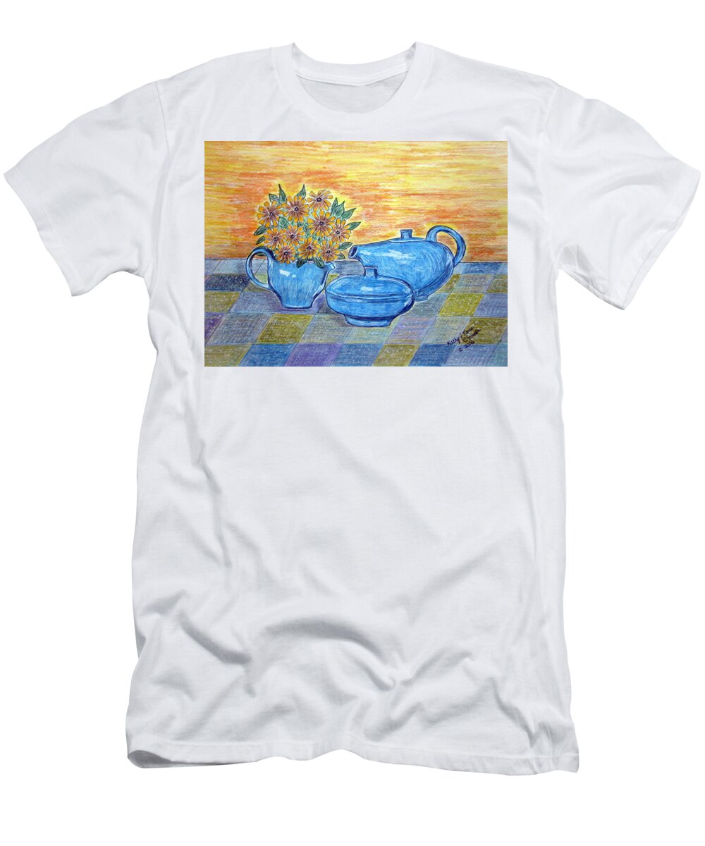 Russell Wright China T-Shirt featuring the painting Russel Wright China by Kathy Marrs Chandler
