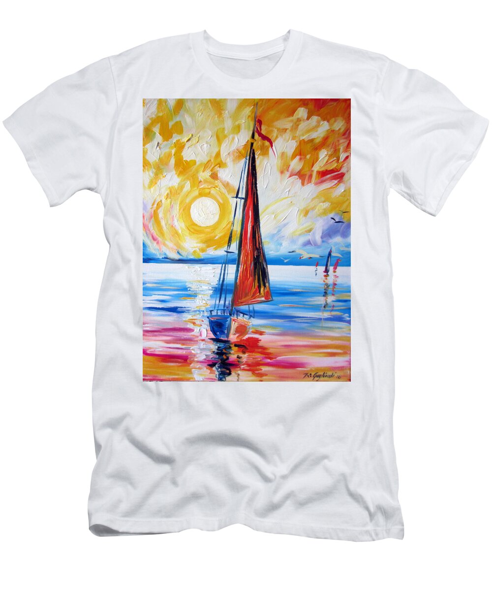 Boats T-Shirt featuring the painting Sail Sail More by Roberto Gagliardi