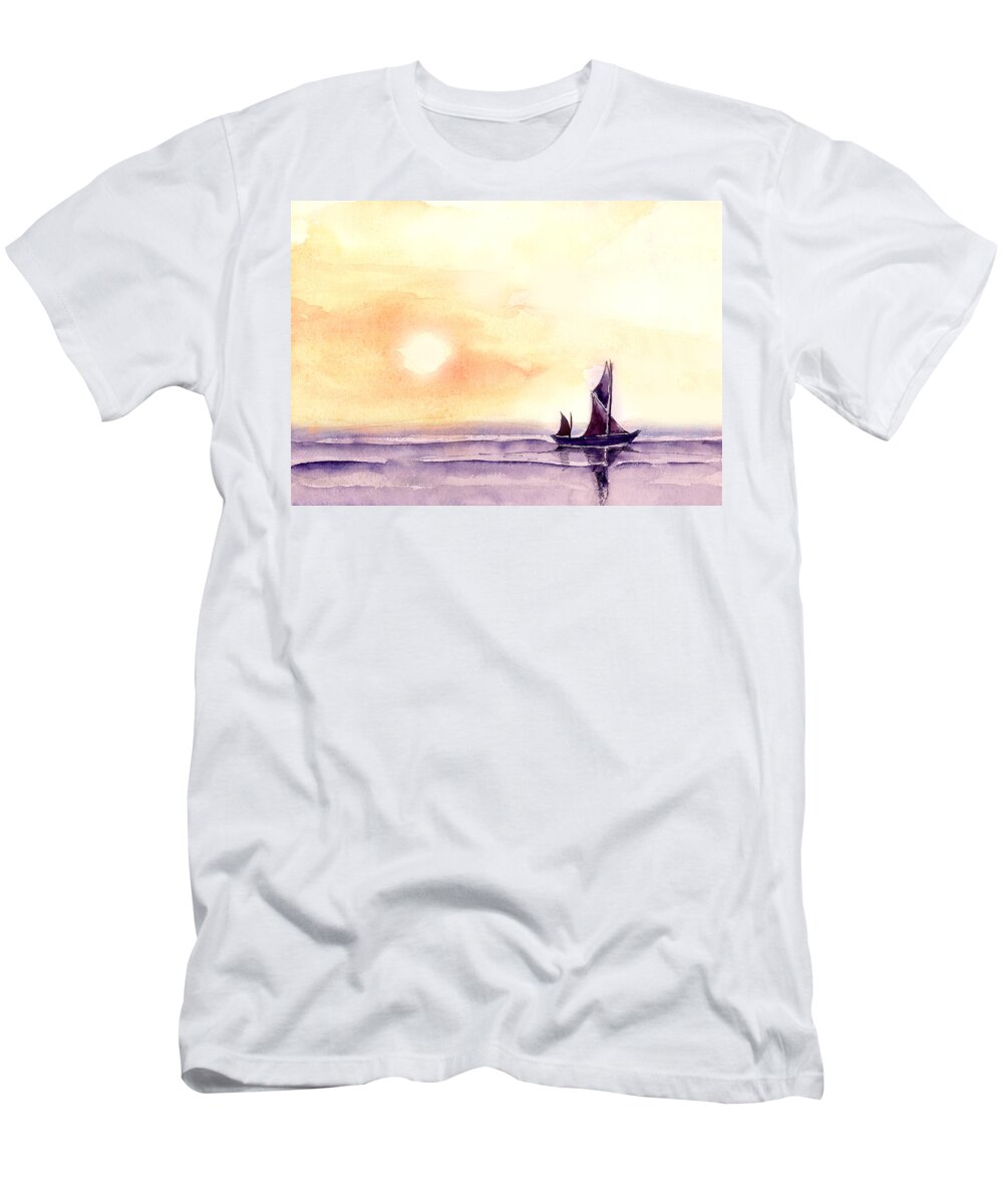 Nature T-Shirt featuring the painting Sailing by Anil Nene