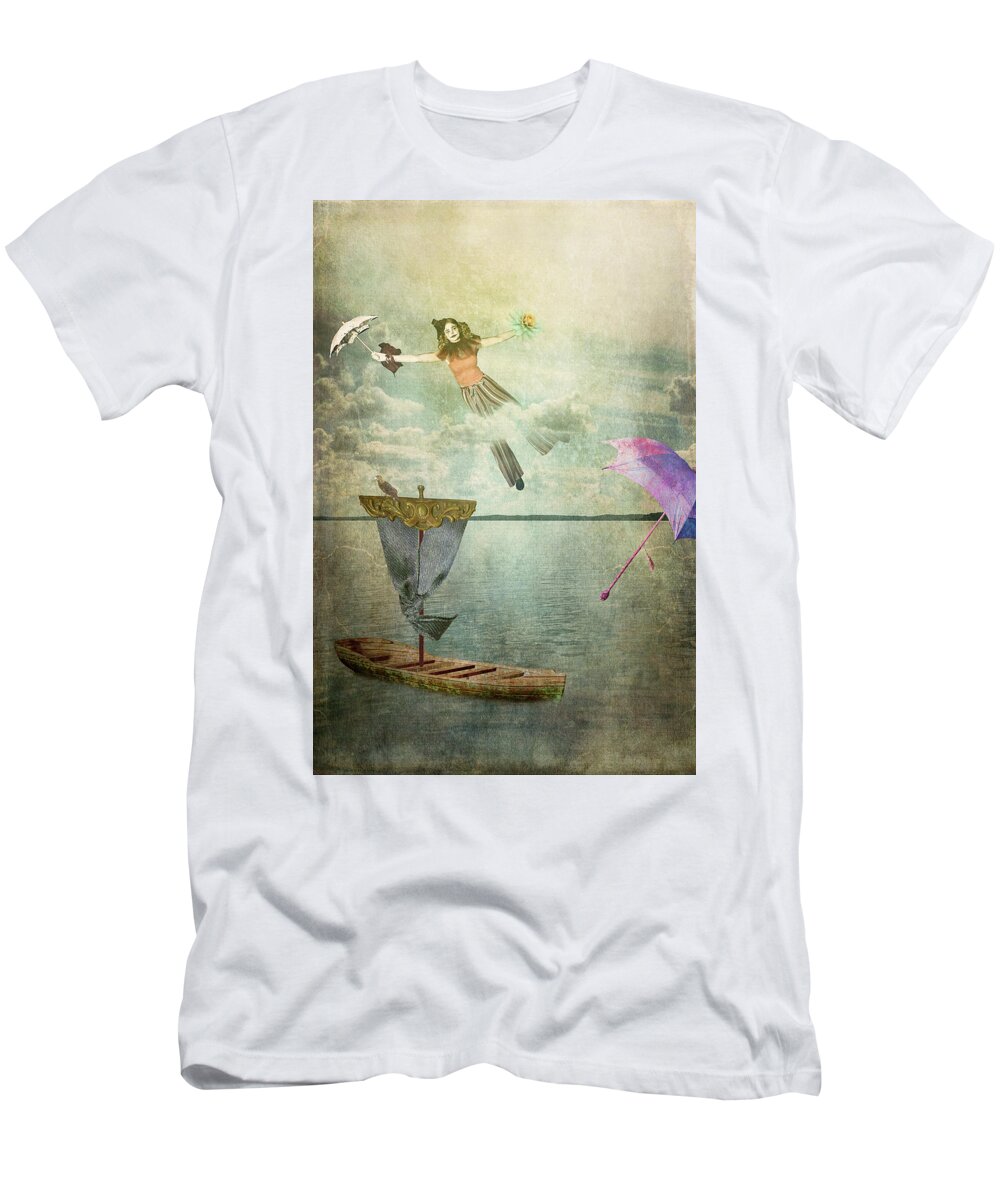  T-Shirt featuring the digital art Sailing Away by Thomas Leparskas