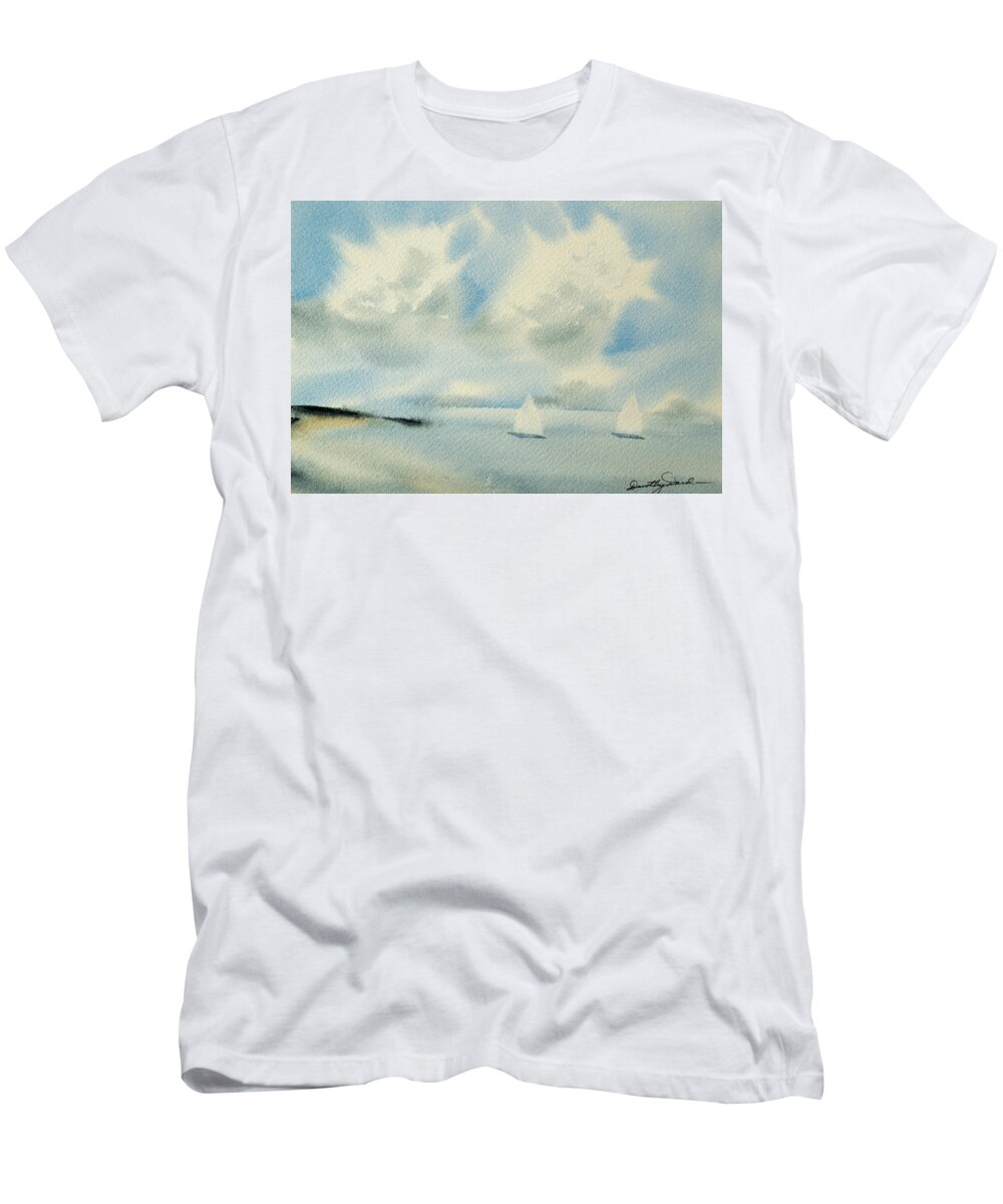 Bay T-Shirt featuring the painting Sailing into A Calm Anchorage by Dorothy Darden