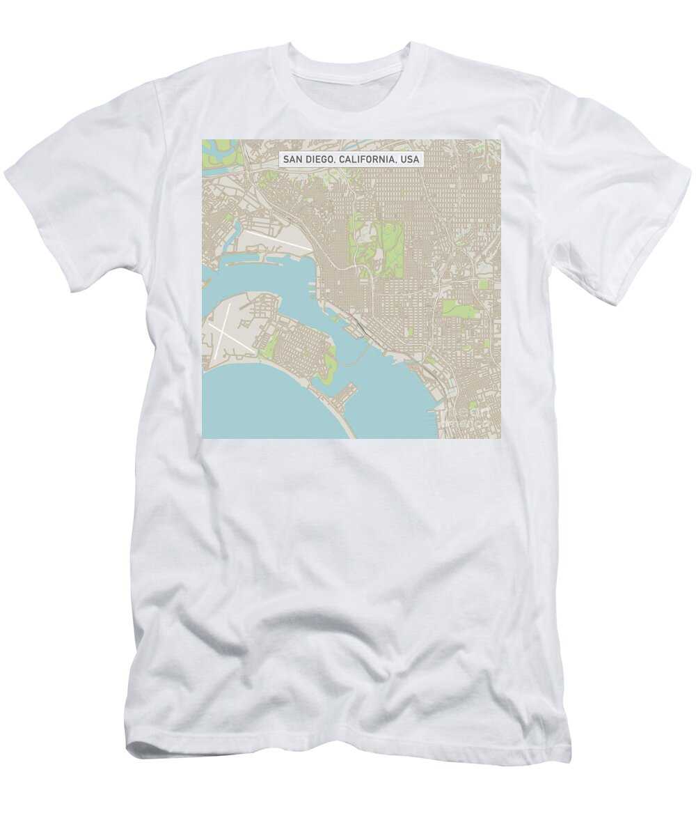 San Diego T-Shirt featuring the digital art San DiegoCaliforniaUSCityStreetMap_60000 by Frank Ramspott