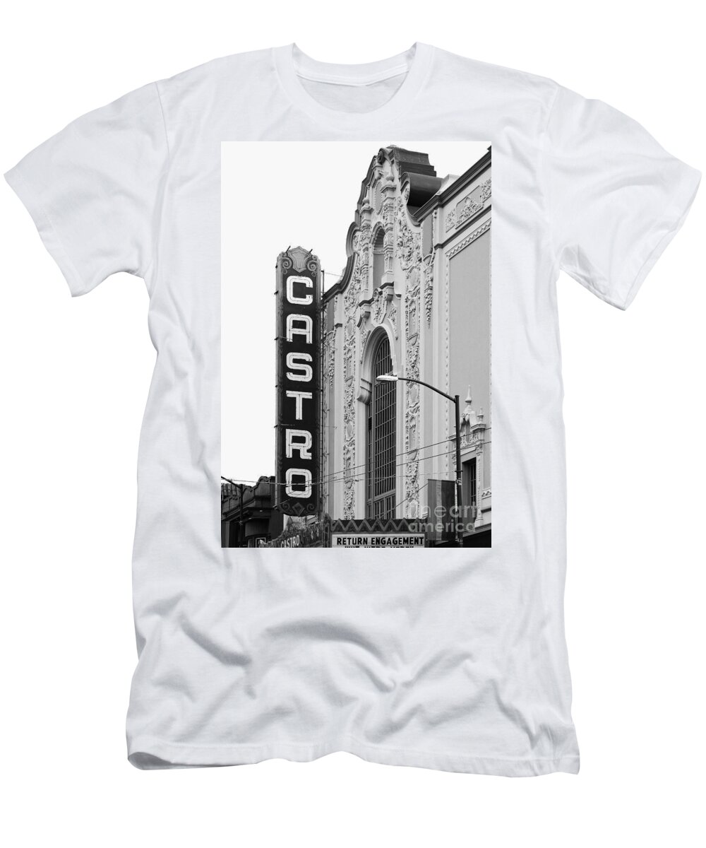 Wingsdomain T-Shirt featuring the photograph San Francisco Castro Theater . Black and White Photograph . 7D7579 by Wingsdomain Art and Photography