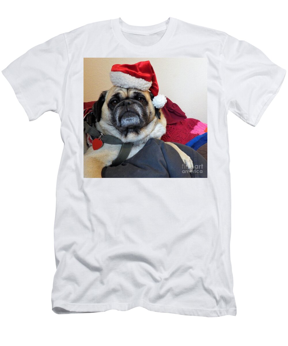 Santa Pug T-Shirt featuring the photograph Santas helper by Barbara Leigh Art