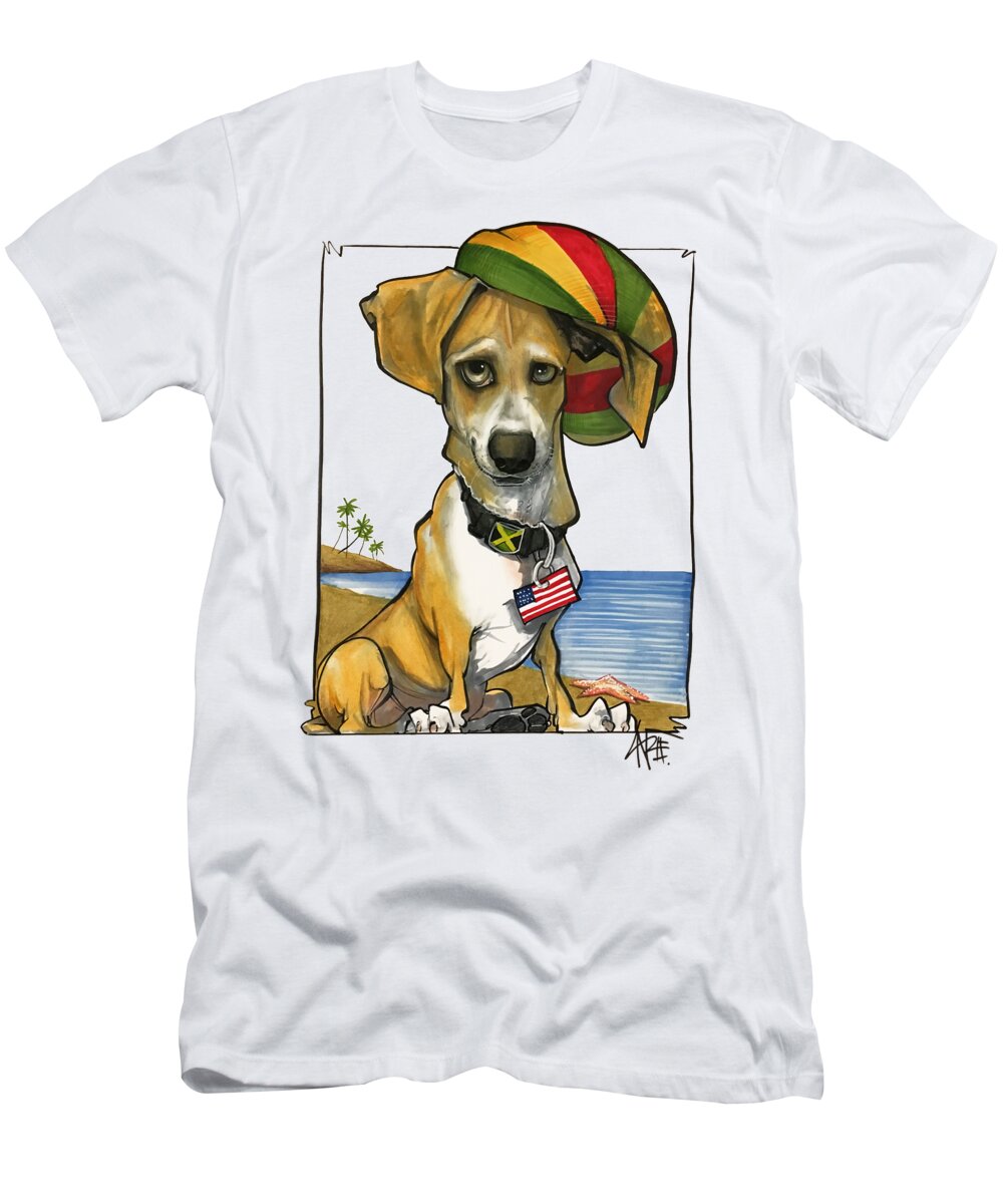 Pet Portrait T-Shirt featuring the drawing Saplak 3025 by Canine Caricatures By John LaFree