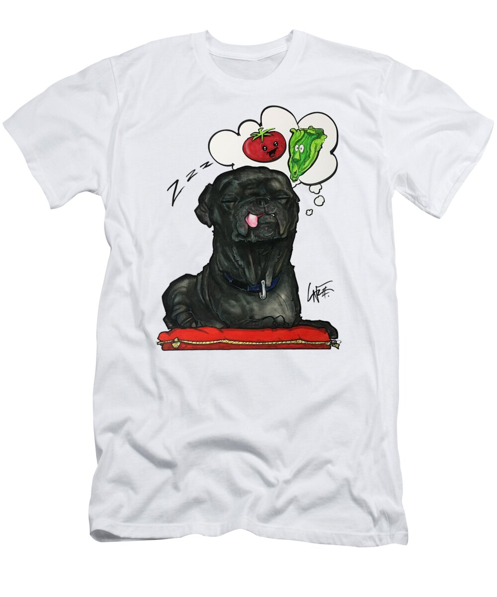 Pug T-Shirt featuring the drawing Scariano 3833 by Canine Caricatures By John LaFree