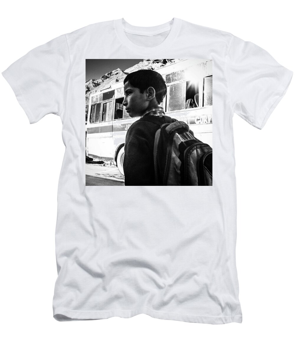 School T-Shirt featuring the photograph School Boy by Aleck Cartwright