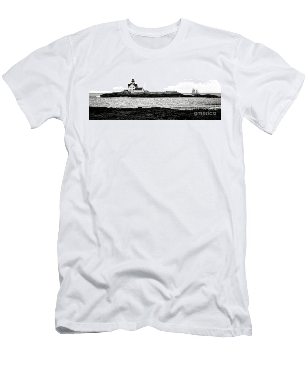 Cuckolds T-Shirt featuring the photograph Schooner at Cuckolds Light by Olivier Le Queinec