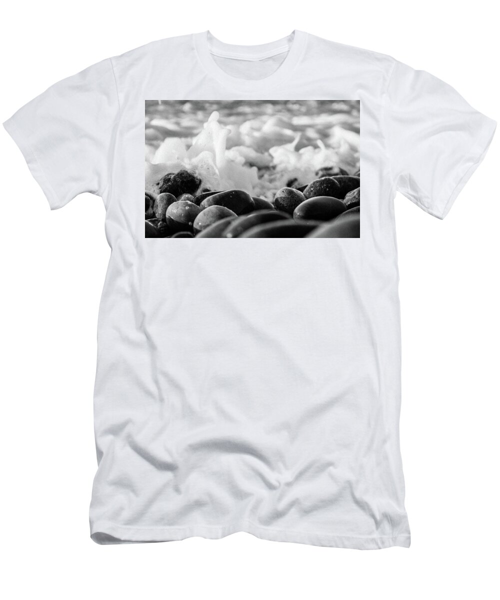 Water T-Shirt featuring the photograph Sea foam B-W by Sergey Simanovsky