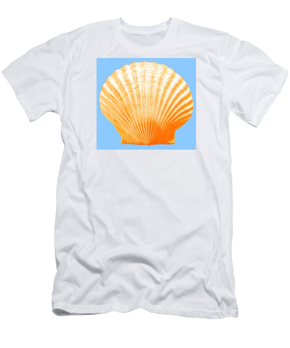 Sea T-Shirt featuring the photograph Sea Shell-Orange-blue by WAZgriffin Digital