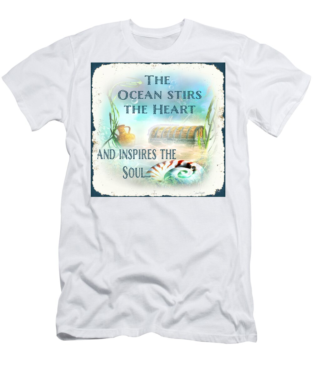 Nautical T-Shirt featuring the painting Sea Side-JP2736 by Jean Plout