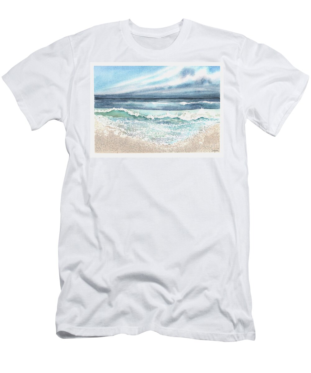Ocean T-Shirt featuring the painting Seafoam Lace by Hilda Wagner