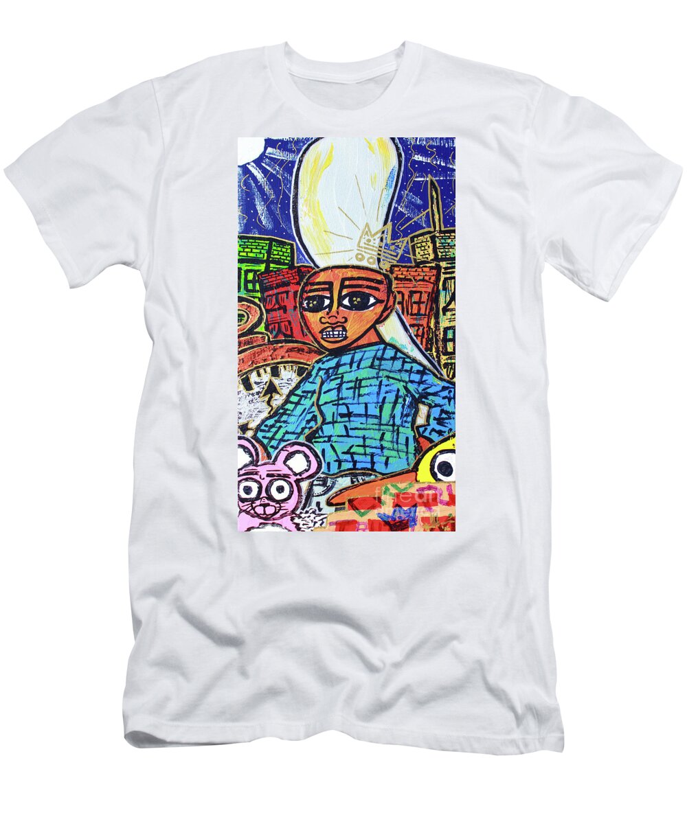  T-Shirt featuring the painting Searching... Hire Self by Odalo Wasikhongo