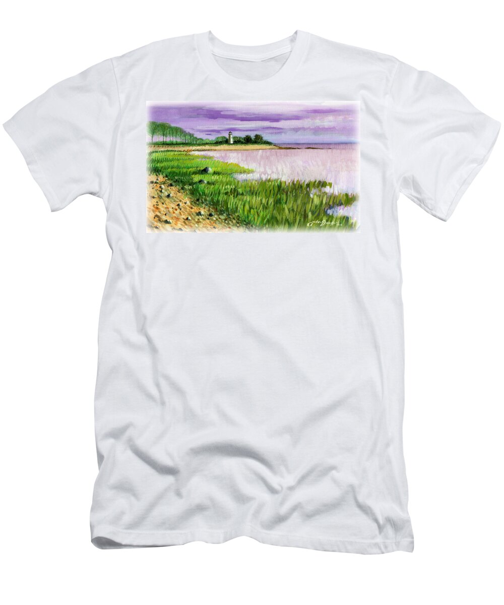 Lighthouse Seascape T-Shirt featuring the painting Seaside Park by John Deecken