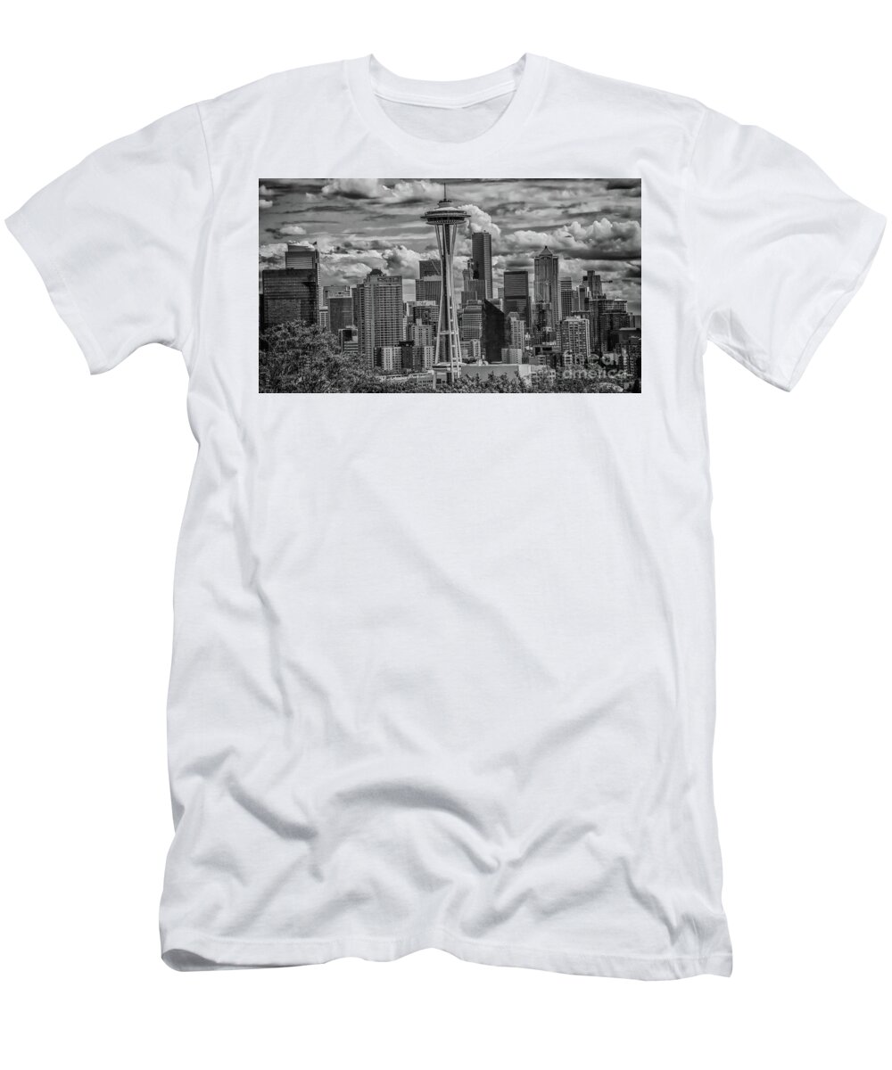 Seattle T-Shirt featuring the photograph Seattle's Urban Landscape - Black and White by John Greco