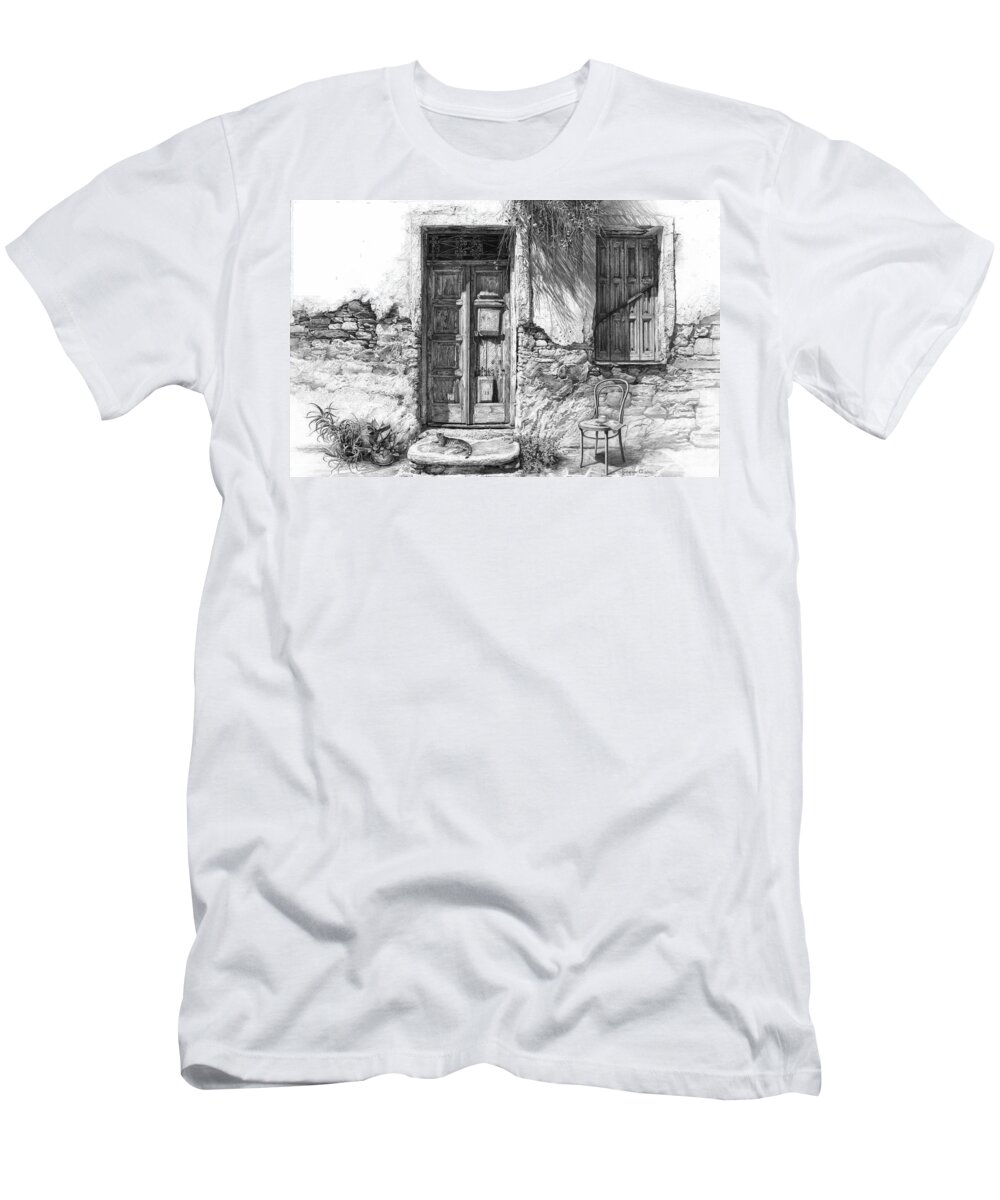 Drawing T-Shirt featuring the drawing Secret of the Closed Doors by Sergey Gusarin
