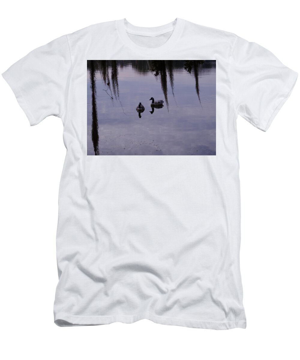 Serenity Swans T-Shirt featuring the photograph Serenity Swans by Warren Thompson