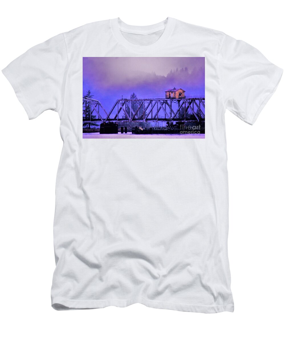 Railroad Bridge T-Shirt featuring the photograph Setting High Above by Merle Grenz