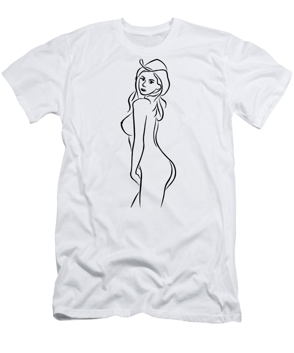 Nude T-Shirt featuring the photograph Sexy Cowgirl Illustration by Ricky Barnard