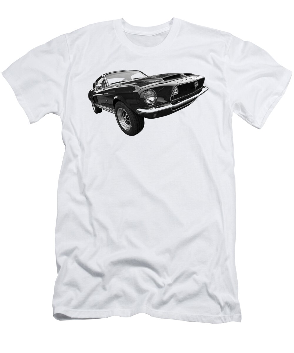 Mustang T-Shirt featuring the photograph Shelby GT500KR 1968 in Black and White by Gill Billington