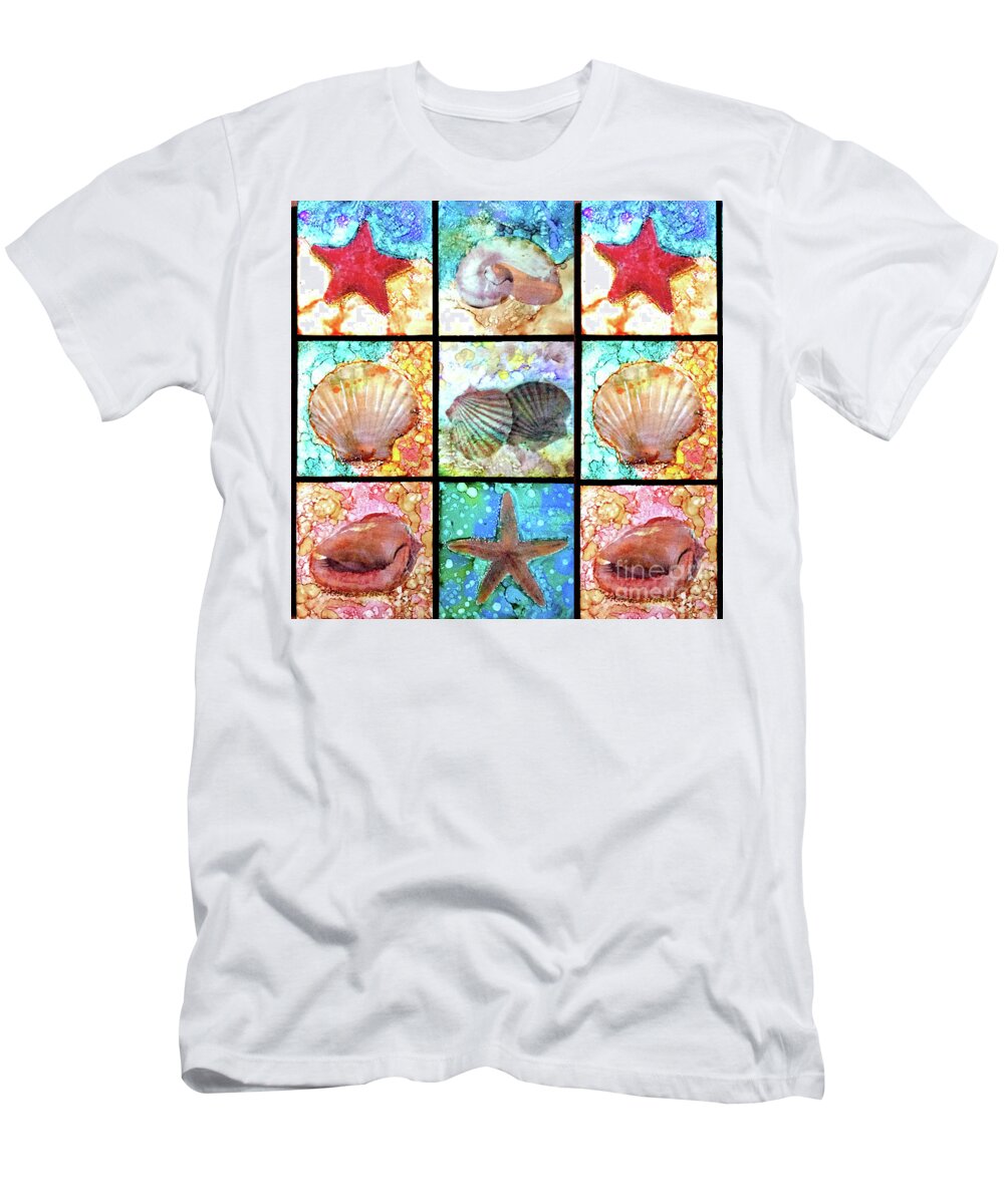 Sea Shells T-Shirt featuring the painting Shells X 9 by Alene Sirott-Cope