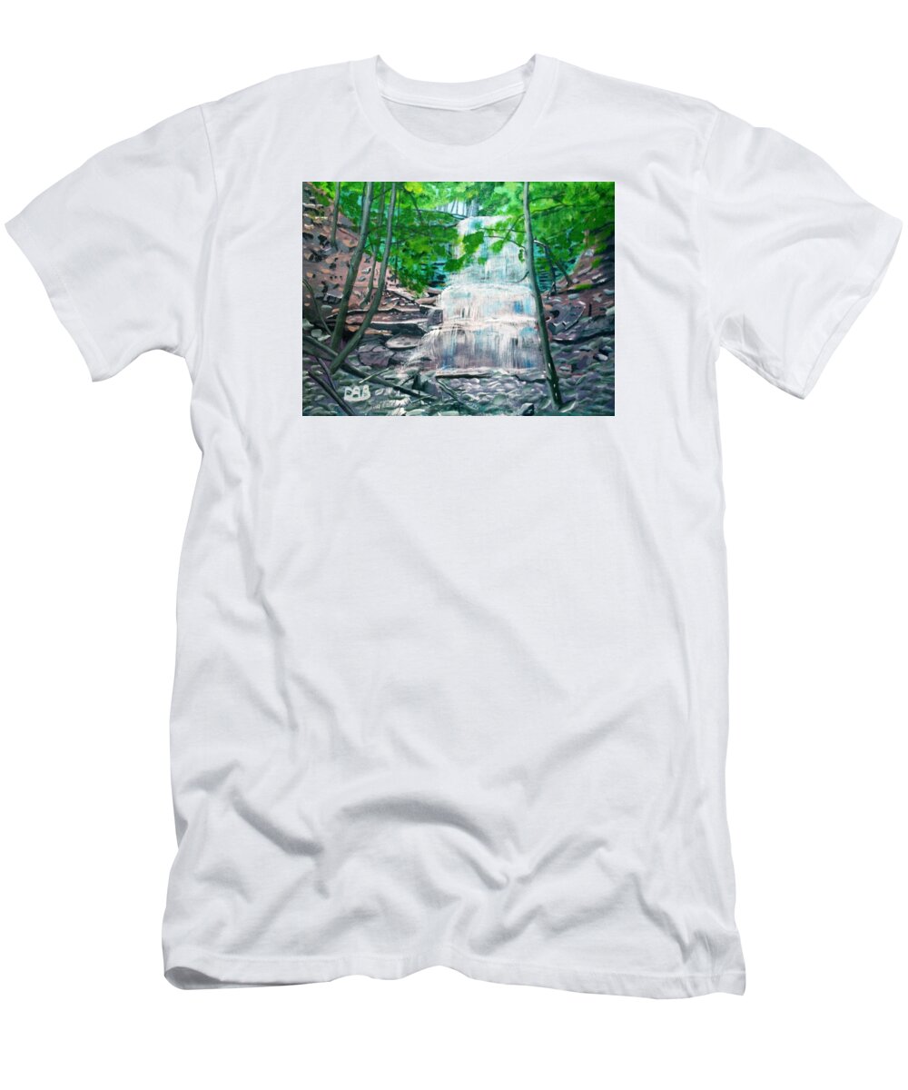Landscape T-Shirt featuring the painting Sherman Falls by David Bigelow
