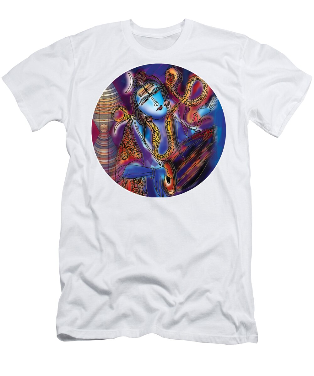 Yoga T-Shirt featuring the painting Shiva playing the drums by Guruji Aruneshvar Paris Art Curator Katrin Suter