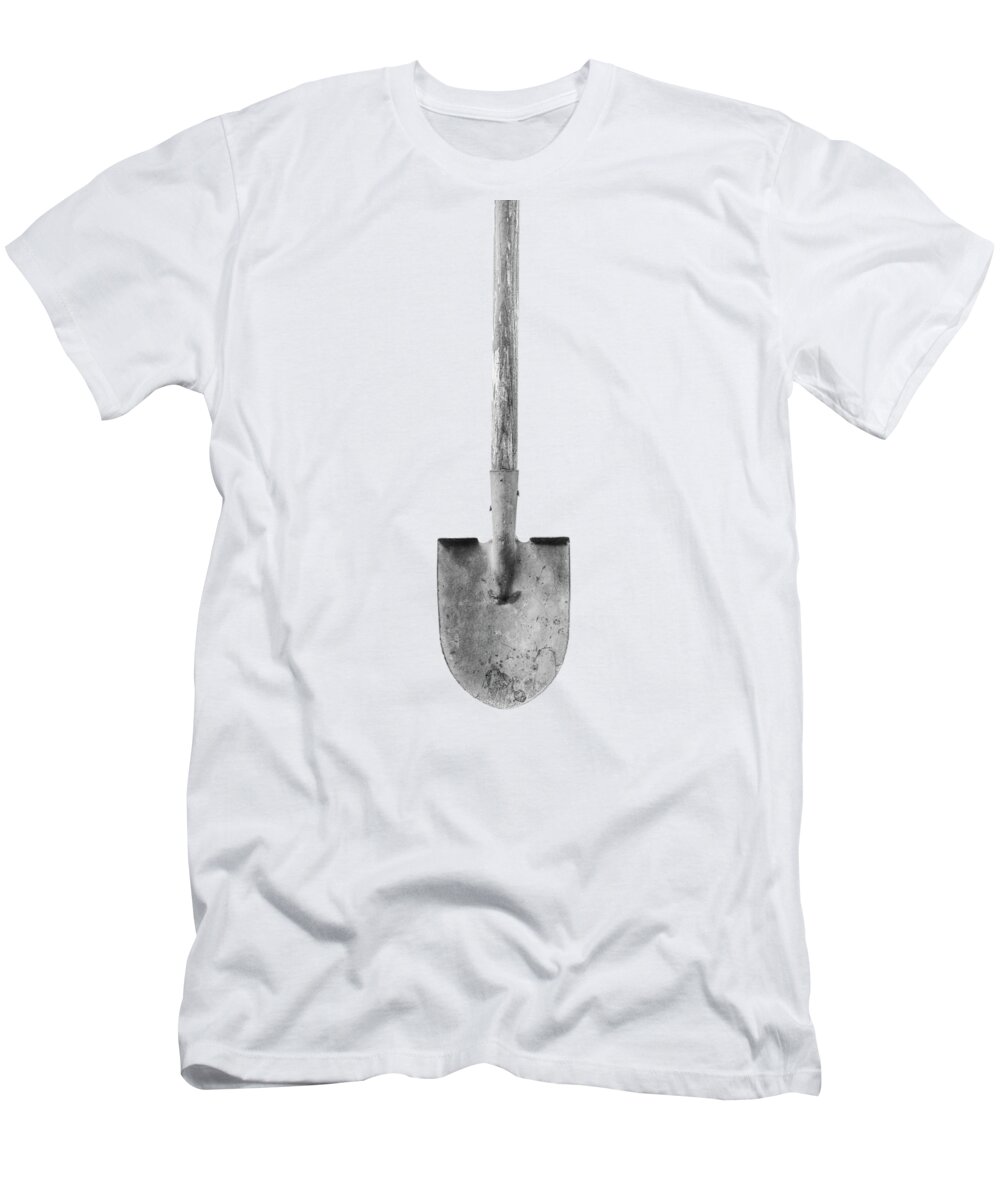 Art T-Shirt featuring the photograph Short Handled Shovel on Plywood 72 in BW by YoPedro