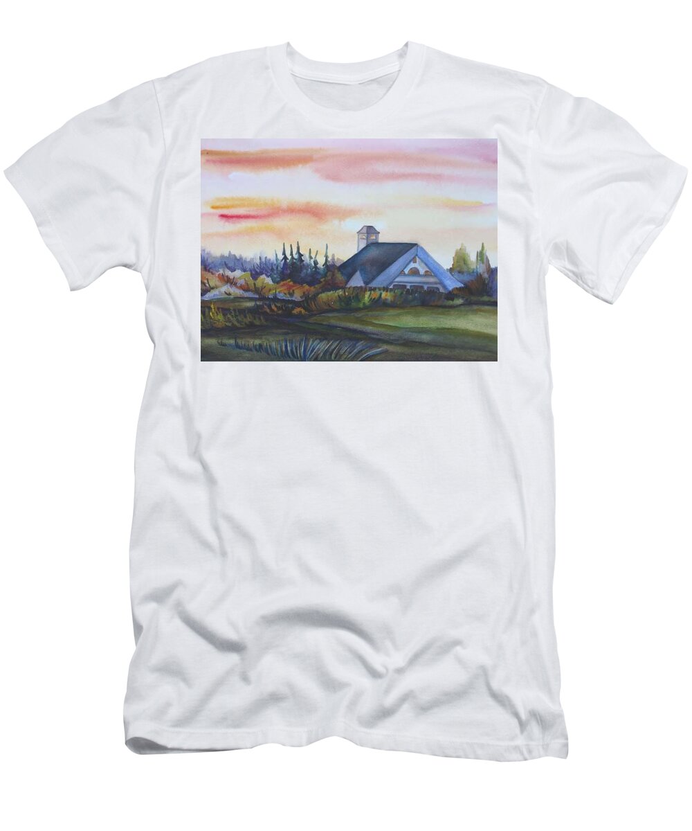 Watercolor T-Shirt featuring the painting Silence upon Midnapore by Anna Duyunova